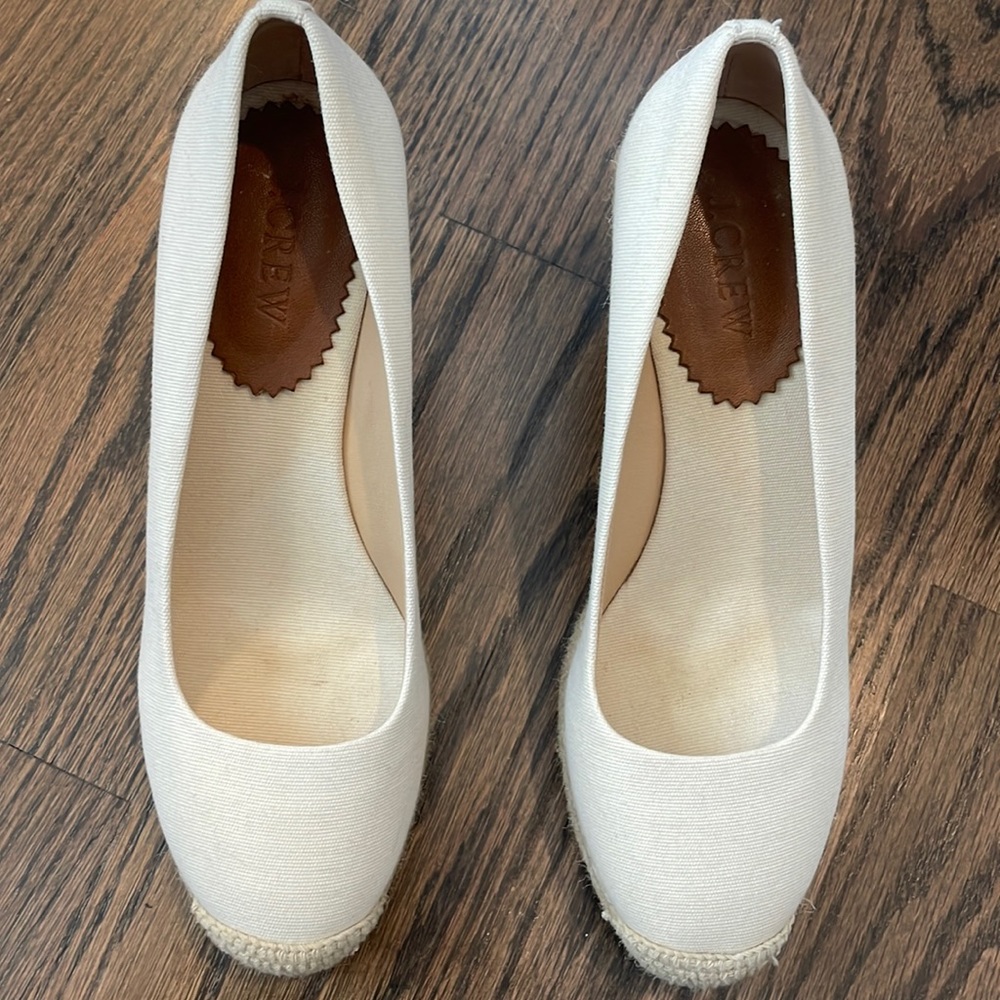 Jcrew cream colored wedge espadrilles size 8